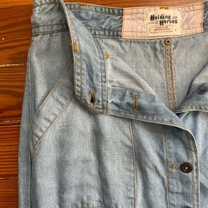 Anthropologie Holding Horses full length denim skirt